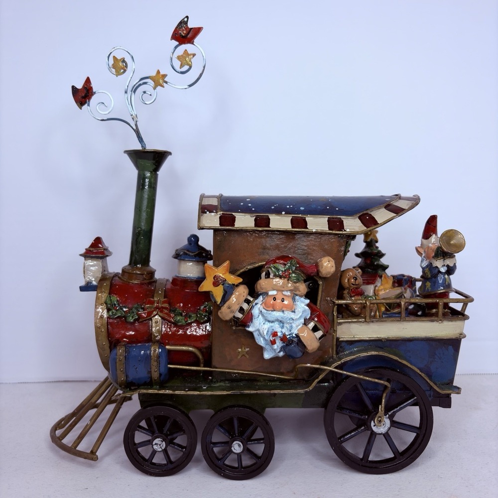 2000s Roman Inc TinWorks Santa Christmas Train Music Box Tested Working